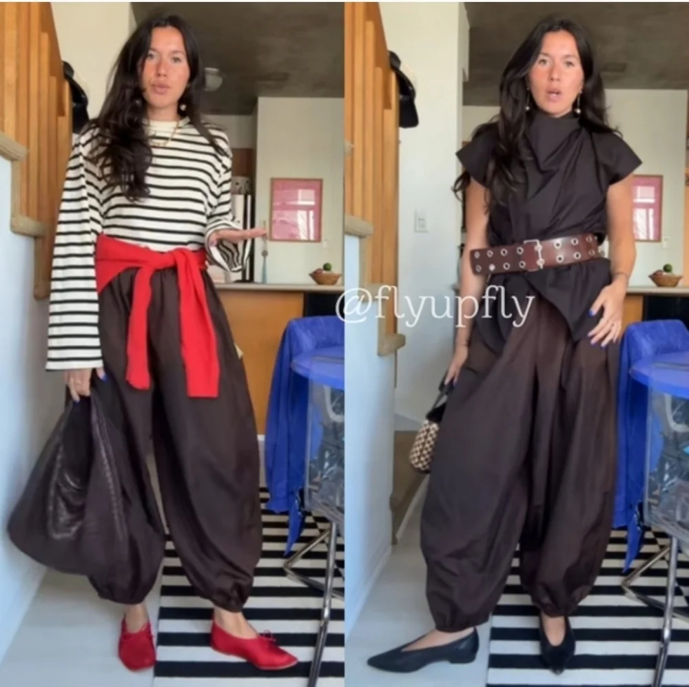 Zara Balloon Pants Brown Nylon Size XS M